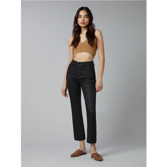 NEW DL1961 Patti Straight High Waist Crop Faux Leather Jeans P6567 - Picture 1 of 11